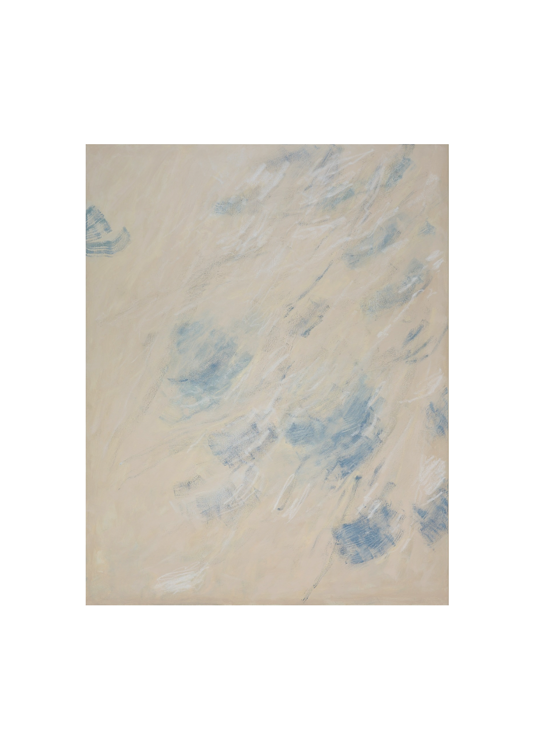 Textured beige paper with blue abstract patterns