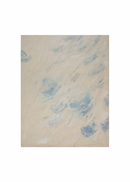 Textured beige paper with blue abstract patterns