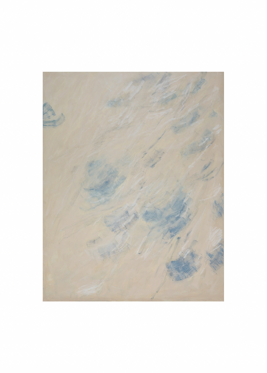Textured beige paper with blue abstract patterns