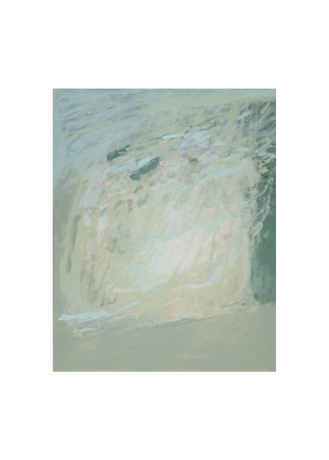 Abstract painting with soft, blended colors on a white background