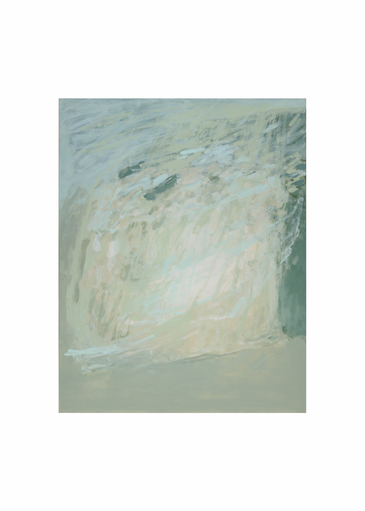 Abstract painting with soft, blended colors on a white background