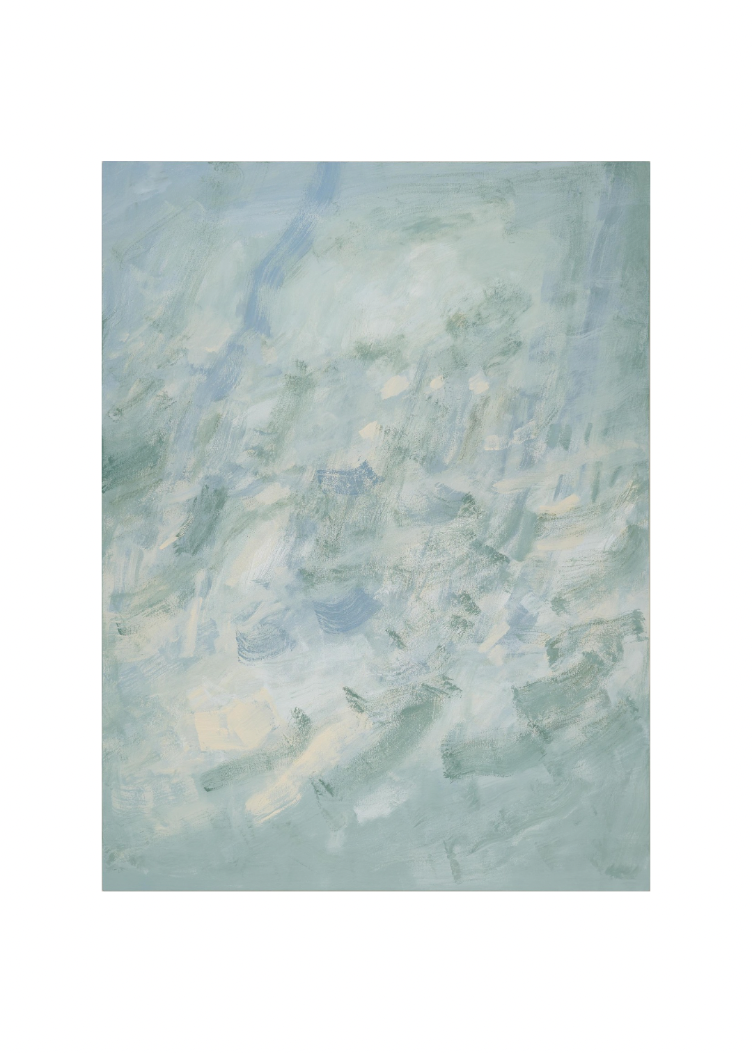 Abstract art with soft blue and green hues on a textured surface